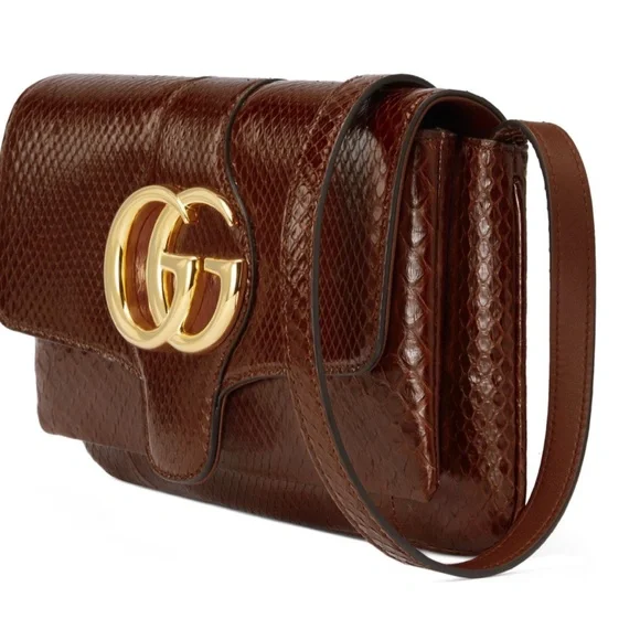 New Authentic Gucci Running Genuine Python Small Shoulder Bag Brown - Picture 4 of 14